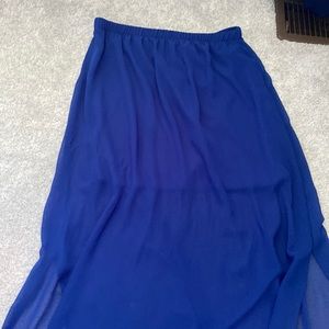 Blue Maxi Skirt with Mini Skirt under
